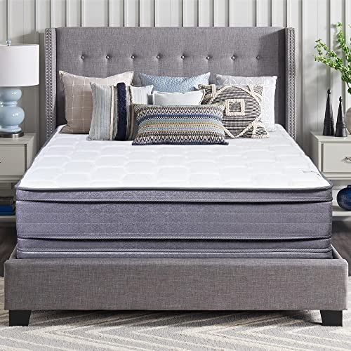 Nutan, 12-Inch Double Sided Foam Encased Double Pillow Top Medium Plush with Exceptional Back Support Mattress & 8" Wood Box Spring Set, King