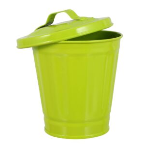 iplusmile Trash Can with Lid, Wastebasket Trash Container Metal Utility Pail Desktop Table Garbage Waste Paper Trash Can for Classroom Green