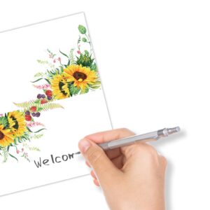 Table Place Card, Sunflower Themed Tent Style Cards, Pack of 25 Half-Fold Reception Place Card, Perfect for Sunflower Party, Wedding, Bridal & Baby Shower, Birthday, Banquet and Special Events A21