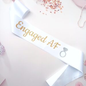 Magnusson's Garden Engaged AF Sash, I Said Yes Couple Wedding Party, Bridal Shower, Bachelor, Bachelorette, Engagement Party Accessory, Engagement Gift for Women, Bride, Groom-to-Be, Future Mr and Mrs