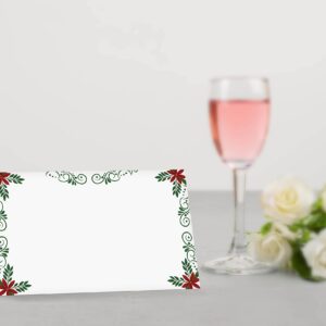 Table Place Card, Christmas Themed Tent Style Cards, Pack of 25 Half-Fold Reception Place Card, Perfect for Christmas Party, Wedding, Bridal & Baby Shower, Birthday, Banquet and Special Events A20