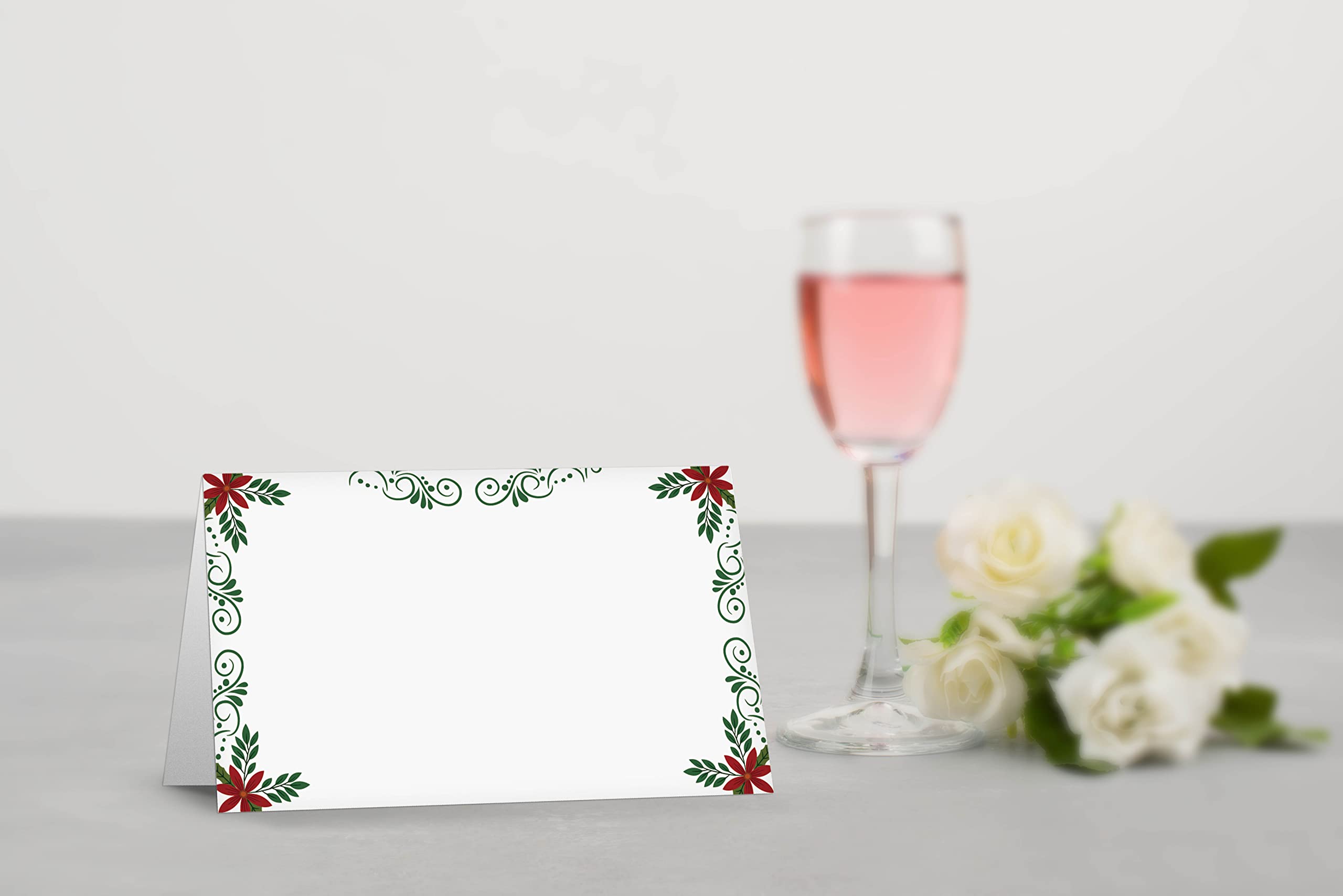 Table Place Card, Christmas Themed Tent Style Cards, Pack of 25 Half-Fold Reception Place Card, Perfect for Christmas Party, Wedding, Bridal & Baby Shower, Birthday, Banquet and Special Events A20