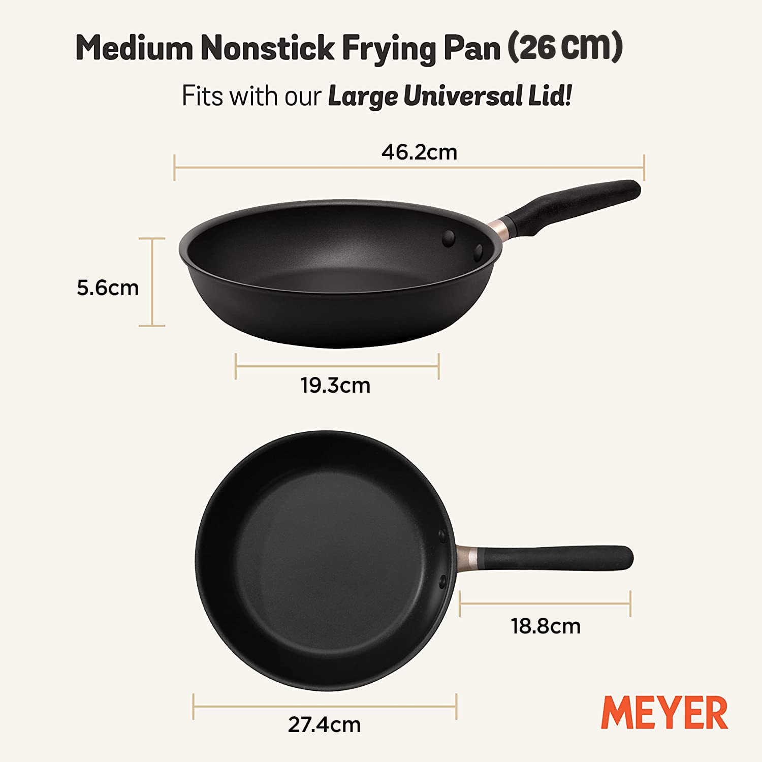 Meyer Nonstick 10" Skillet, Induction Compatible Frying Pan, Hard Anodized Nonstick Frypan, Dishwasher Safe Egg Pan, Oven Safe Omelette Pan, Matte Black with Silicone Handle, Accent Series Cookware