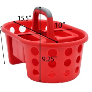 SIMPLYKLEEN Shower Caddy with Handle 2-Pack Plastic Bathroom Storage Organizer, Red Made in the USA