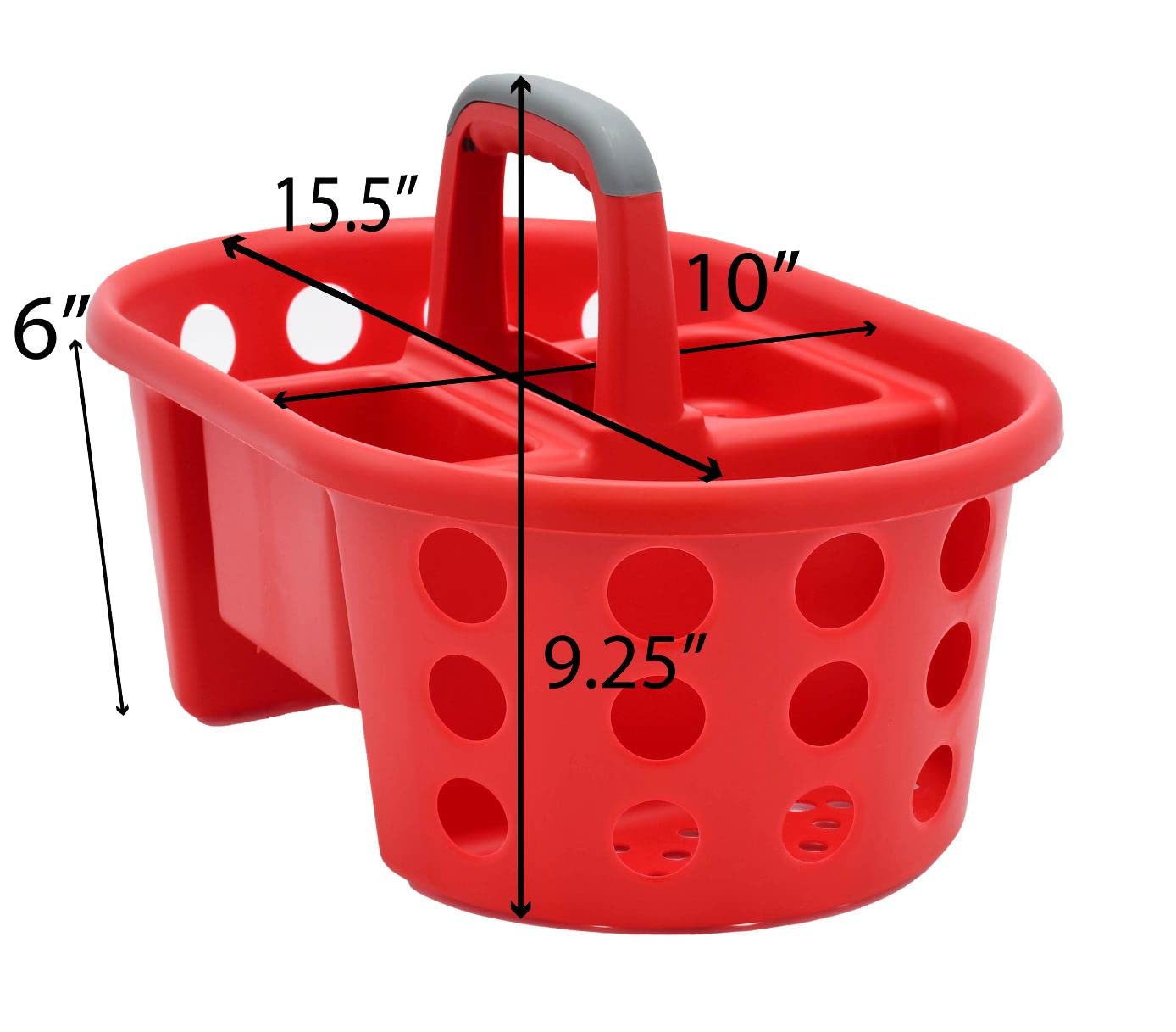 SIMPLYKLEEN Shower Caddy with Handle 2-Pack Plastic Bathroom Storage Organizer, Red Made in the USA