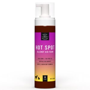 hot spot treatment for dogs - anti itch foam spray with aloe vera - veterinarian formulated hotspot formula - quick-dry foam eliminates use for cream & gels - made in usa