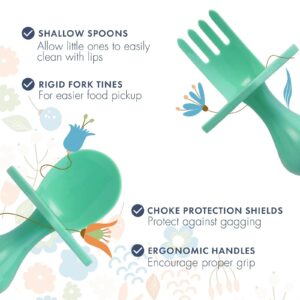 Nooli Toddler Spoons and Forks Toddler Forks and Spoons Baby Utensils, BPA Phthalates-Free, Dishwasher and Sterilizer Safe, Mint