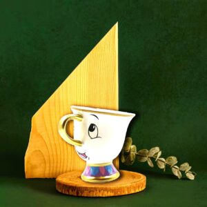 Beauty & The Beast Cartoon Chip Tea Cup 3D Sculpted Ceramic Coffee Mug, 8 Ounces, Officially Licensed, Princess Collectible Novelty Gift