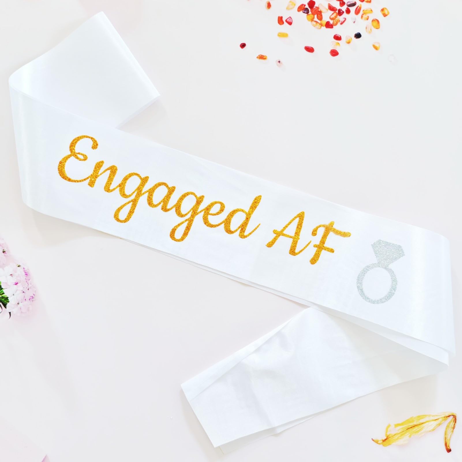 Magnusson's Garden Engaged AF Sash, I Said Yes Couple Wedding Party, Bridal Shower, Bachelor, Bachelorette, Engagement Party Accessory, Engagement Gift for Women, Bride, Groom-to-Be, Future Mr and Mrs