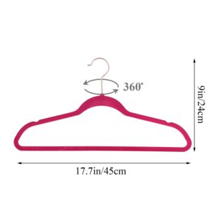 VECELO Premium Velvet Clothes Hangers Suit Heavy Duty (100 Pack)-Non Slip & Space-Saving with 12 Finger Clips & 2Tie Rack Excellent for Men and Women,Rose