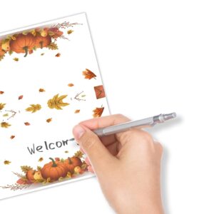 Table Place Card, Fall Harvest Thanksgiving Themed Tent Style Cards, Pack of 25 Half-Fold Reception Place Card with Pumpkin, Perfect for Thanksgiving Dinner, Party, Birthday, Wedding, Banquet A11