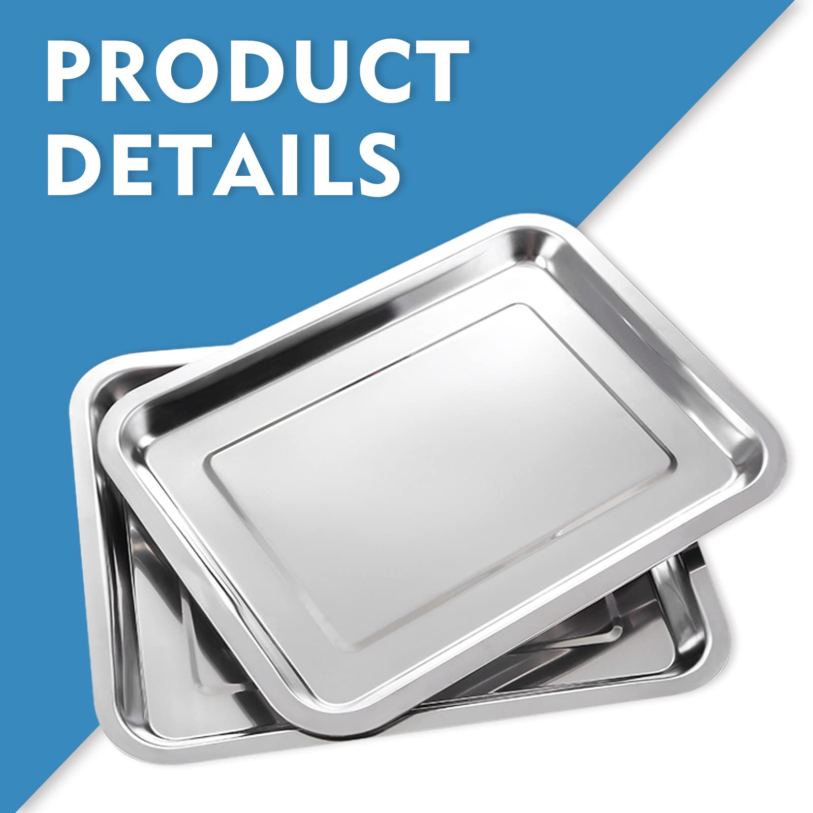 Stainless Steel Tray - EMALLA 3Pcs Stainless Steel Tray 13.7'' X 10.2'' Dental Medical Tray Piercing Instrument Tray Storage Tools Lab Instrument Supplies Stainless Steel Tray(3PCS)