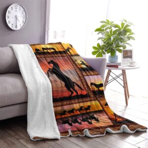 Horse Blanket Animal Print Throw Blanket Comfort Warmth Soft Cozy Blanket Fleece Blanket Couch Blanket Bed Throw TV Blanket Horse Lover (Throw - 50" x 60")