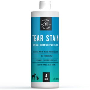 tear stain remover for dogs - 4 fl oz solution for white dogs & all other dog breeds - eliminates unsightly eye tear stains for dogs & cats