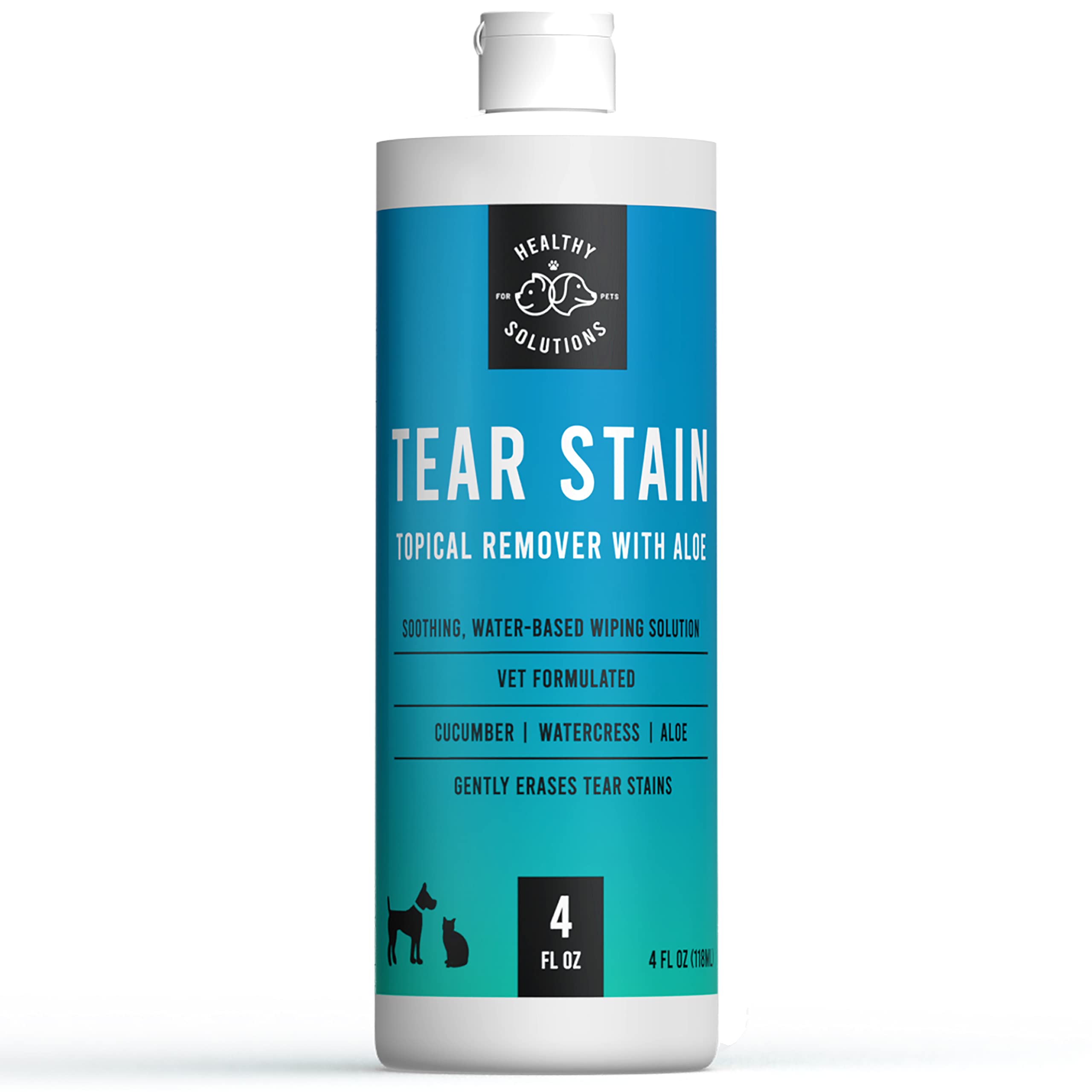 Tear Stain Remover for Dogs - 4 fl oz Solution for White Dogs & All Other Dog Breeds - Eliminates Unsightly Eye Tear Stains for Dogs & Cats