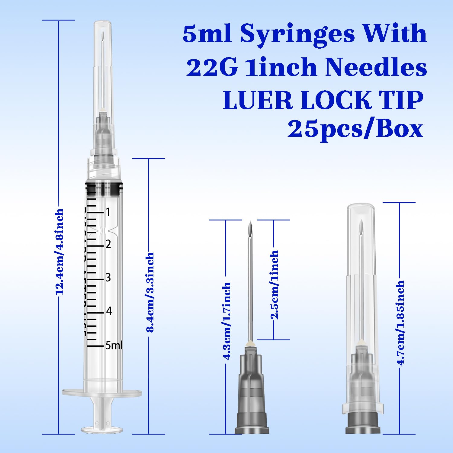 Xuanda 25Pack 5ml Syringe Individual Package Suitable for Industrial, Scientific, Measuring, Watering, Pet Feeding, Glue Applicator ﻿