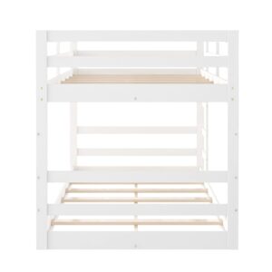 P PURLOVE Wood Low Bunk Bed Twin Over Twin Bunk Bed for Kids Low Loft Bed and Floor Bed for Kids Teens, Wood Slat Included, No Box Spring Need