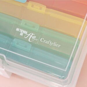 Craftelier - Portable Transparent Storage Box with 16 Mini Translucent Coloured Boxes for Scrapbooking and other Craft Supplies | Includes Snap Closure | Size Approx. 38,10 x 32,30 x 12,70 cm