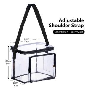 BORMELUN Clear Lunch Bag for Work Correctional Officers - Plastic Transparent Lunch Tote Stadium Bags See Through Womem and Men Ideal for Children 3+,10.6x8.6x6 inches