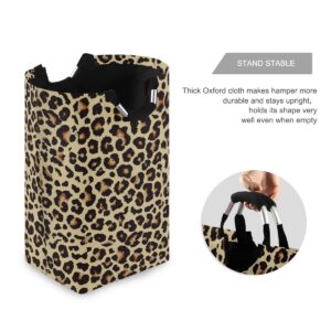 Cheetah Leopard Print Animal Skin Laundry Basket Laundry Hamper Portable Foldable Clothes Organizer with Handles Storage Bag for Kids Room Bathroom Bedroom Utility Room Laundry Room