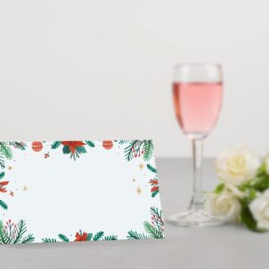 Table Place Card, Christmas Themed Tent Style Cards, Pack of 25 Half-Fold Reception Place Card, Perfect for Christmas Party, Wedding, Bridal & Baby Shower, Birthday, Banquet and Special Events A16