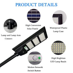 GLW 250W Solar Street Light Dusk to Dawn Solar Outdoor Lights with Motion Sensor for Street,Yard,Parking Lot (2 Pack)