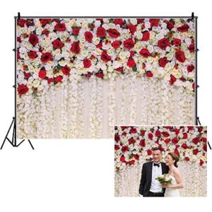 red white roses flowers wall photography backdrop,yeele 10x6.5ft wedding shower photo background,anniversary bridal shower wedding reception birthday party dessert table decorations banner shoot props