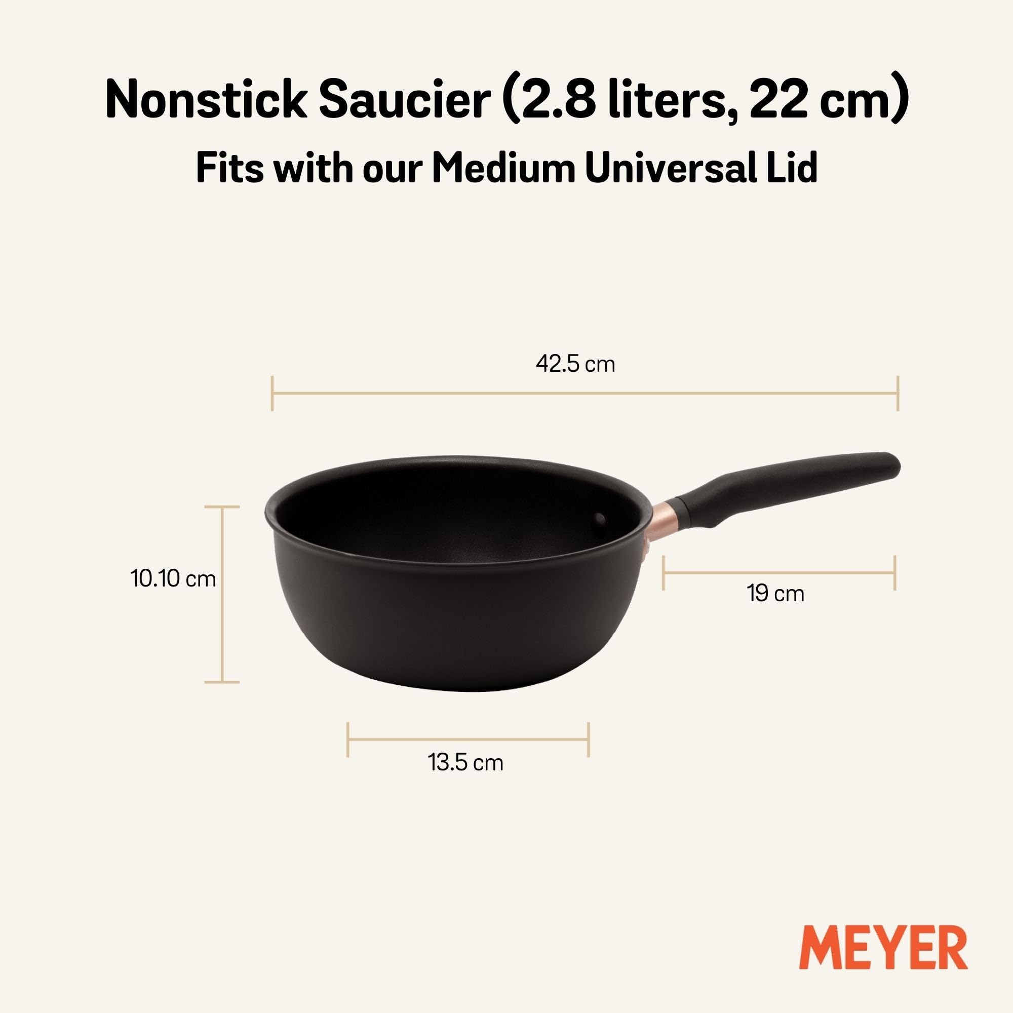 Meyer Accent Series Hard Anodized Nonstick Sauce Pan/Saucepan/Saucier, 3 Quart, Matte Black