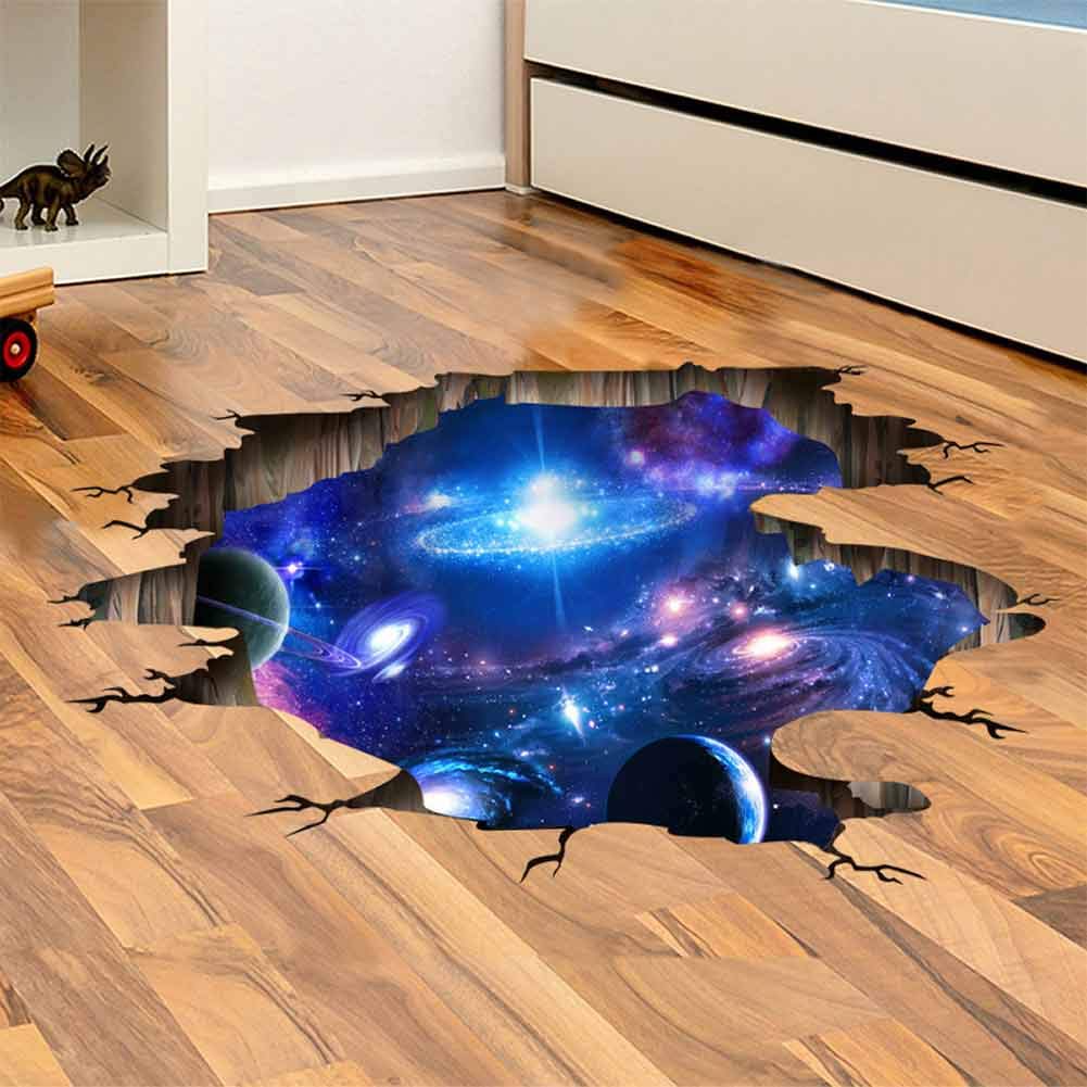 Blue Purple Galaxy Wall Decals, Removable Sticker,The Art Magic 3D Milky Way Dreamscape Home Decor (4 Sheets)