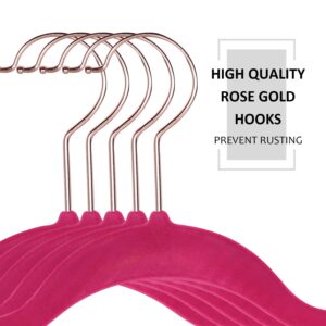 VECELO Premium Velvet Clothes Hangers Suit Heavy Duty (100 Pack)-Non Slip & Space-Saving with 12 Finger Clips & 2Tie Rack Excellent for Men and Women,Rose