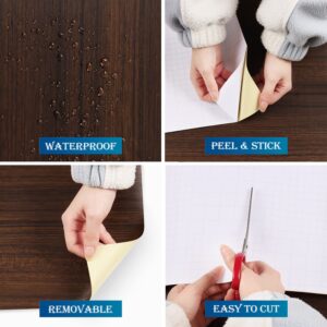 FunStick Brown Walnut Wood Contact Paper for Cabinets Countertops Waterproof Wood Wallpaper Peel and Stick Rustic Wood Grain Contact Paper Self Adhesive Removable Wood Paper for Desk Thick 15.8"x78.8"