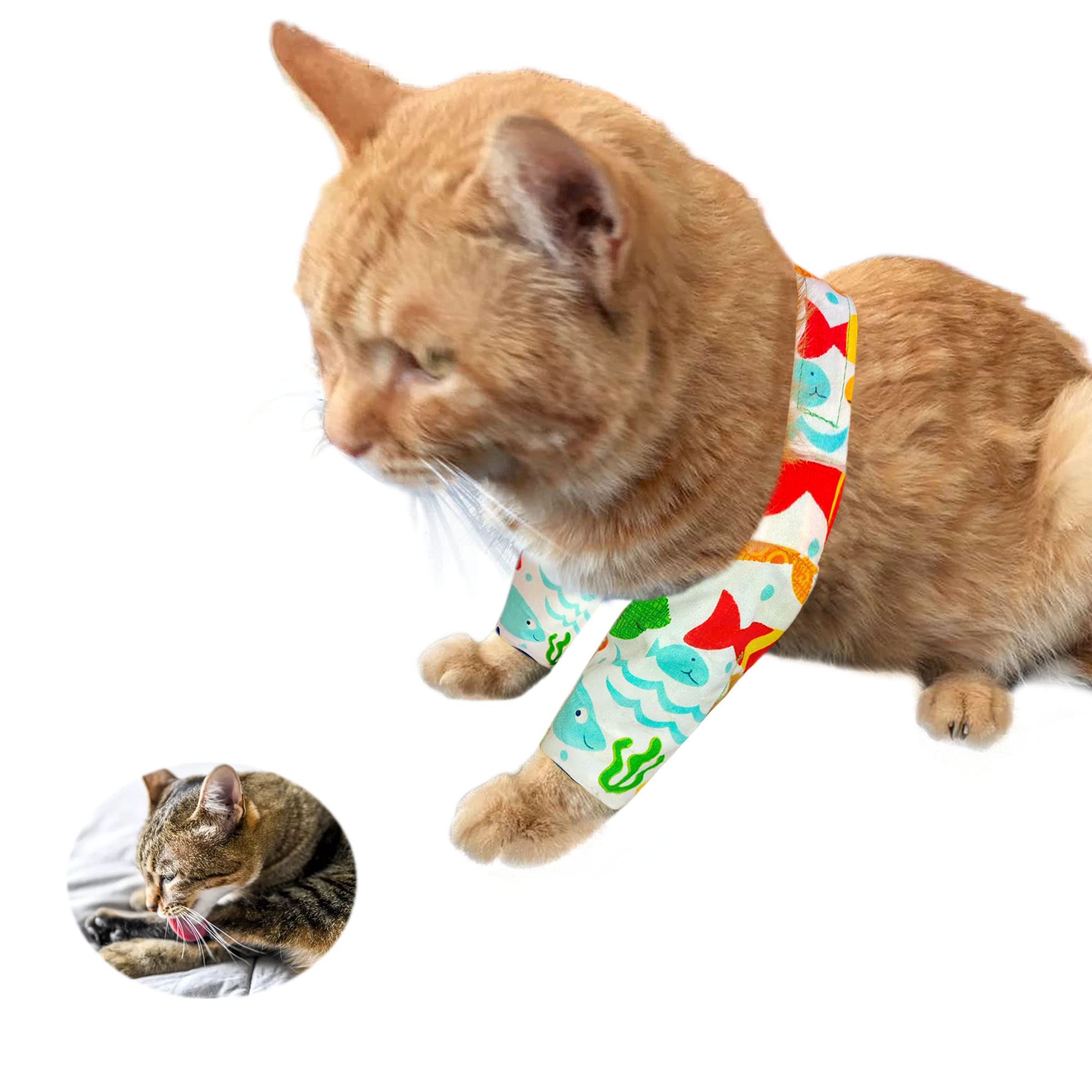 Cat Overgrooming Sleeve with Shoulder Strap Alternative Cone Collar for Cat Front Leg Protector Suffers from Anxiety and Over Grooming