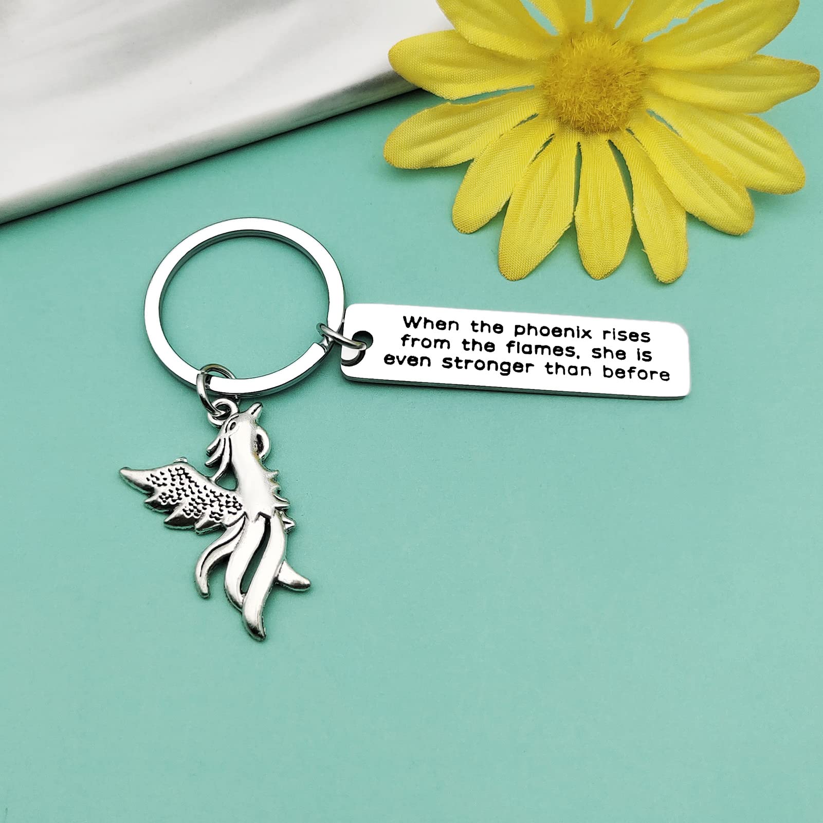 Inspirational Phoenix Keychain Gifts Encouragement Gifts Rising Phoenix Keyring Divorce Gift Recovery Gift Sobriety Jewelry Gift for Friends Stay Strong Gift Cancer Survivor Gift Birthday Gift