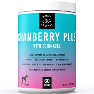 cranberry chews for dogs - uti, bladder, kidney, & urinary tract support - dog health supplements contain cranberry extract, echinacea, vitamin c, and astragalus root - 60 soft treats