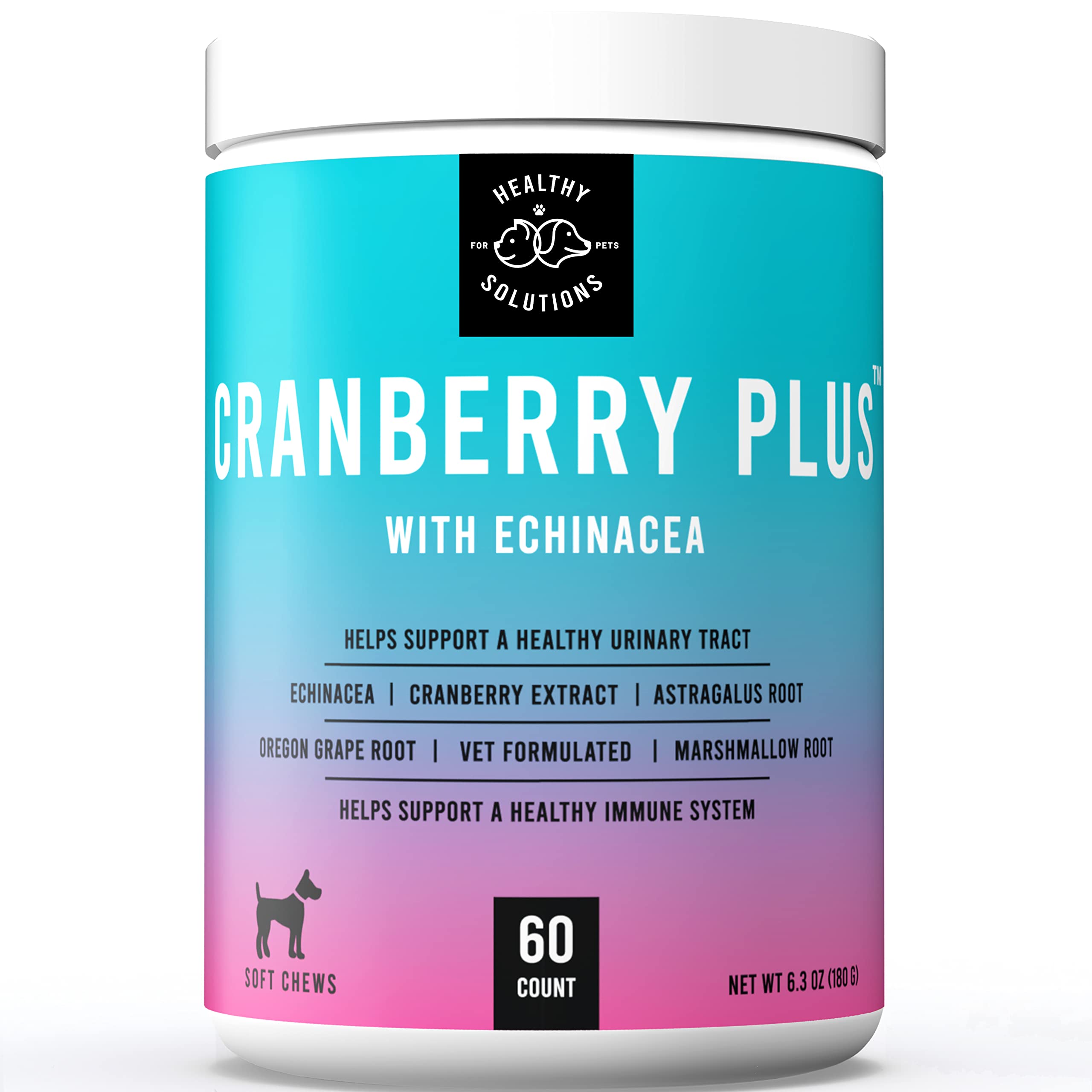 Cranberry Chews for Dogs - UTI, Bladder, Kidney, & Urinary Tract Support - Dog Health Supplements Contain Cranberry Extract, Echinacea, Vitamin C, and Astragalus Root - 60 Soft Treats