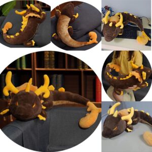 BOOTANO Set Plushie Genshin Impact Zhong Li Dragon 27.6 Inch Hugging Pillow and Cute Kawaii Zhongli Keychain Soft Stuffed Animal for Fans Kids Birthday Gifts