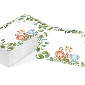 Table Place Card, Jungle Safari Animal Themed Tent Style Cards, Pack of 25 Half-Fold Reception Place Cards, Perfect for Baby Showers, Jungle Safari Birthday Party, Special Events A33