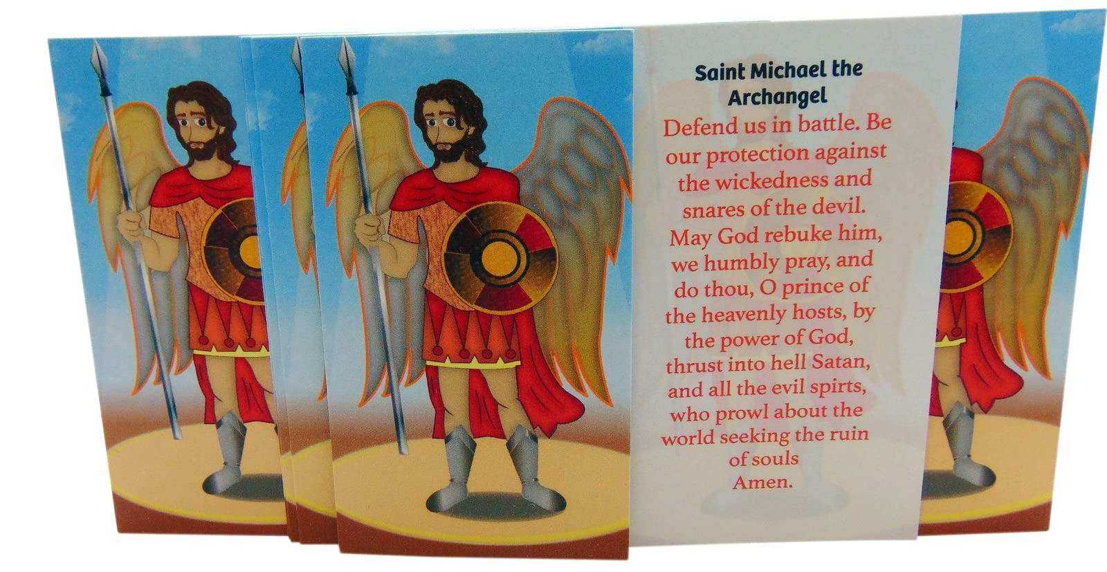 Westmon Works Saint Michael Prayer Holy Cards for Children Bulk Classroom or Mass Church Congregation Pack, Set of 25