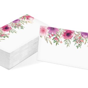 Table Place Card, Watercolor Floral Themed Tent Style Cards, Pack of 25 Half-Fold Reception Place Card, Perfect for Wedding, Bridal & Baby Shower, Party, Birthday, Banquet and Special Events A38