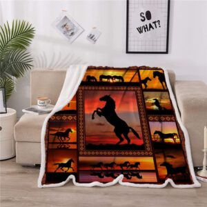 Horse Blanket Animal Print Throw Blanket Comfort Warmth Soft Cozy Blanket Fleece Blanket Couch Blanket Bed Throw TV Blanket Horse Lover (Throw - 50" x 60")