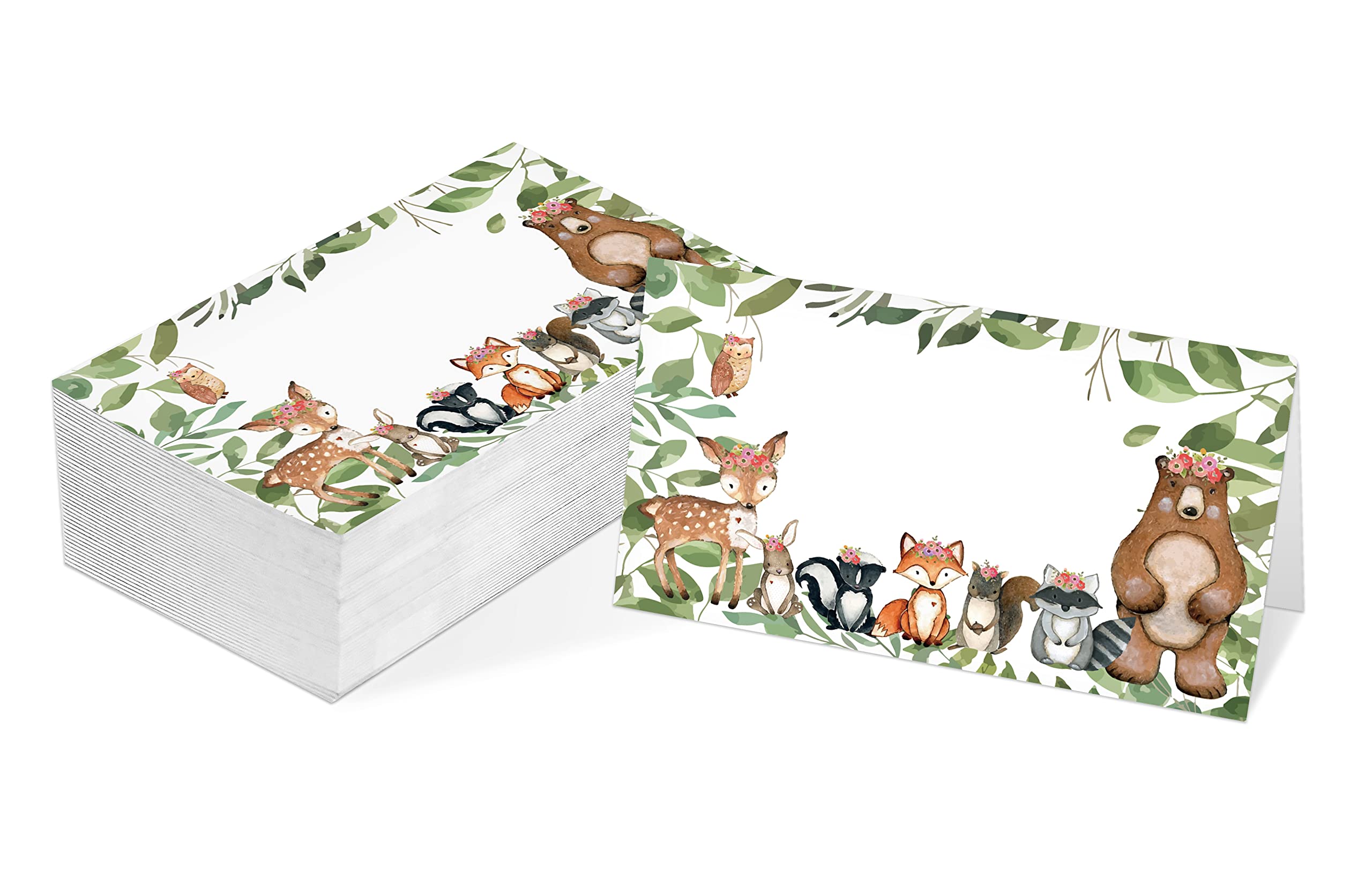 Table Place Card, Jungle Safari Animal Themed Tent Style Cards, Pack of 25 Half-Fold Reception Place Cards, Perfect for Baby Showers, Jungle Safari Birthday Party and Special Events A30