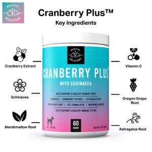 Cranberry Chews for Dogs - UTI, Bladder, Kidney, & Urinary Tract Support - Dog Health Supplements Contain Cranberry Extract, Echinacea, Vitamin C, and Astragalus Root - 60 Soft Treats