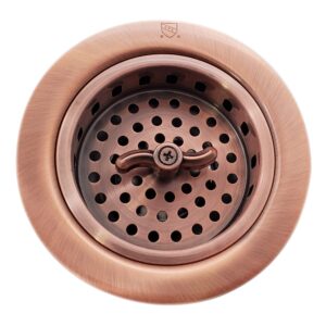 Westbrass R213-11 Wing Nut Style Large Kitchen Basket Strainer, Antique Copper