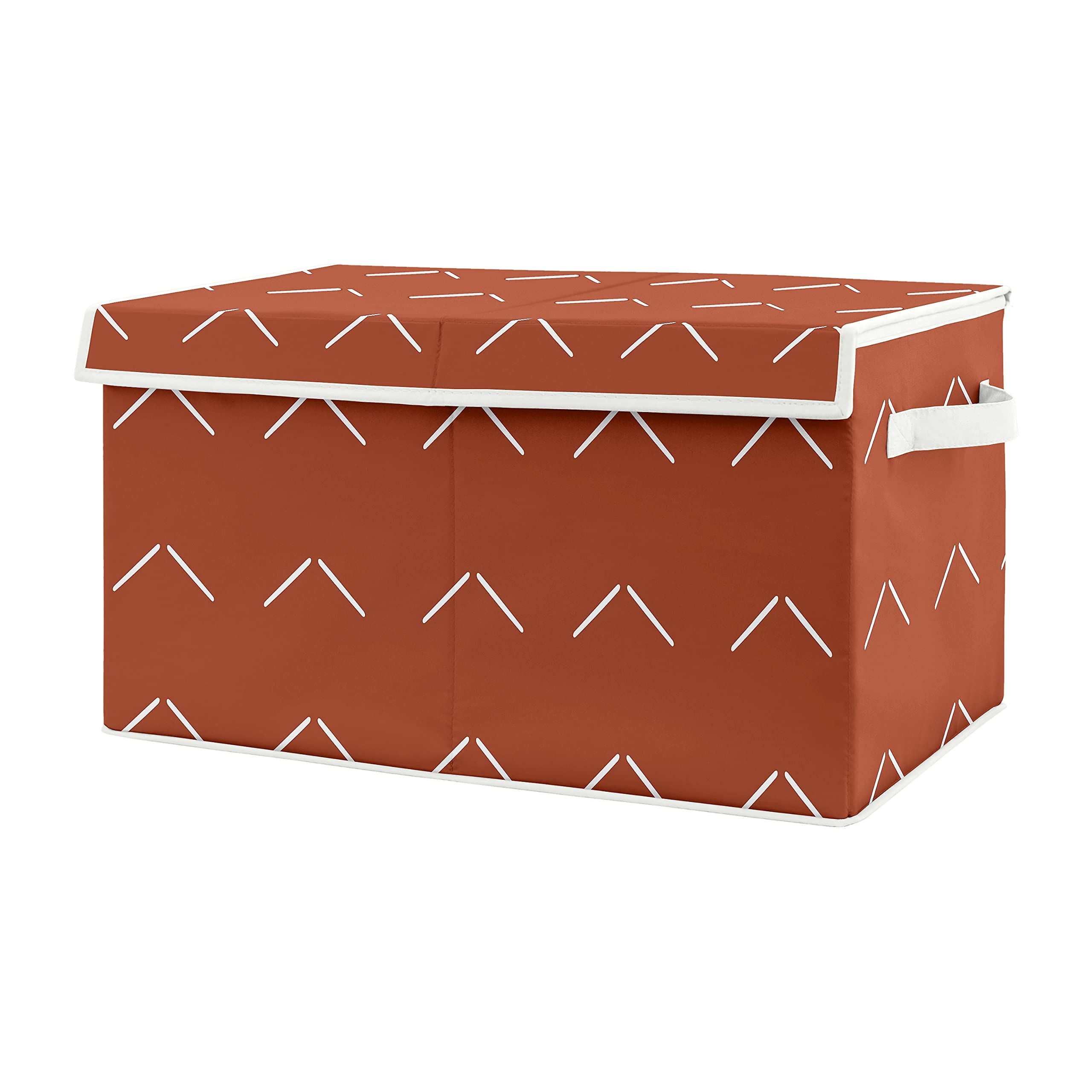 Sweet Jojo Designs Boho Arrow Boy Girl Small Fabric Toy Bin Storage Box Chest Baby Nursery Room - Ivory Burnt Orange Rust Off White Farmhouse Southwest Shabby Chic Bohemian Diamond Tuft Collection