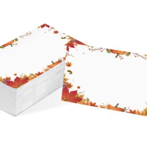 Table Place Card, Fall Thanksgiving Themed Tent Style Cards, Pack of 25 Half-Fold Reception Place Card with Pumpkin, Perfect for Thanksgiving Dinner, Party, Birthday, Wedding, Banquet A07