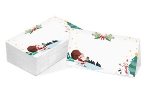 table place card, christmas themed tent style cards, pack of 25 half-fold reception place card with santa claus, perfect for christmas party, wedding, bridal & baby shower, birthday, banquet a18