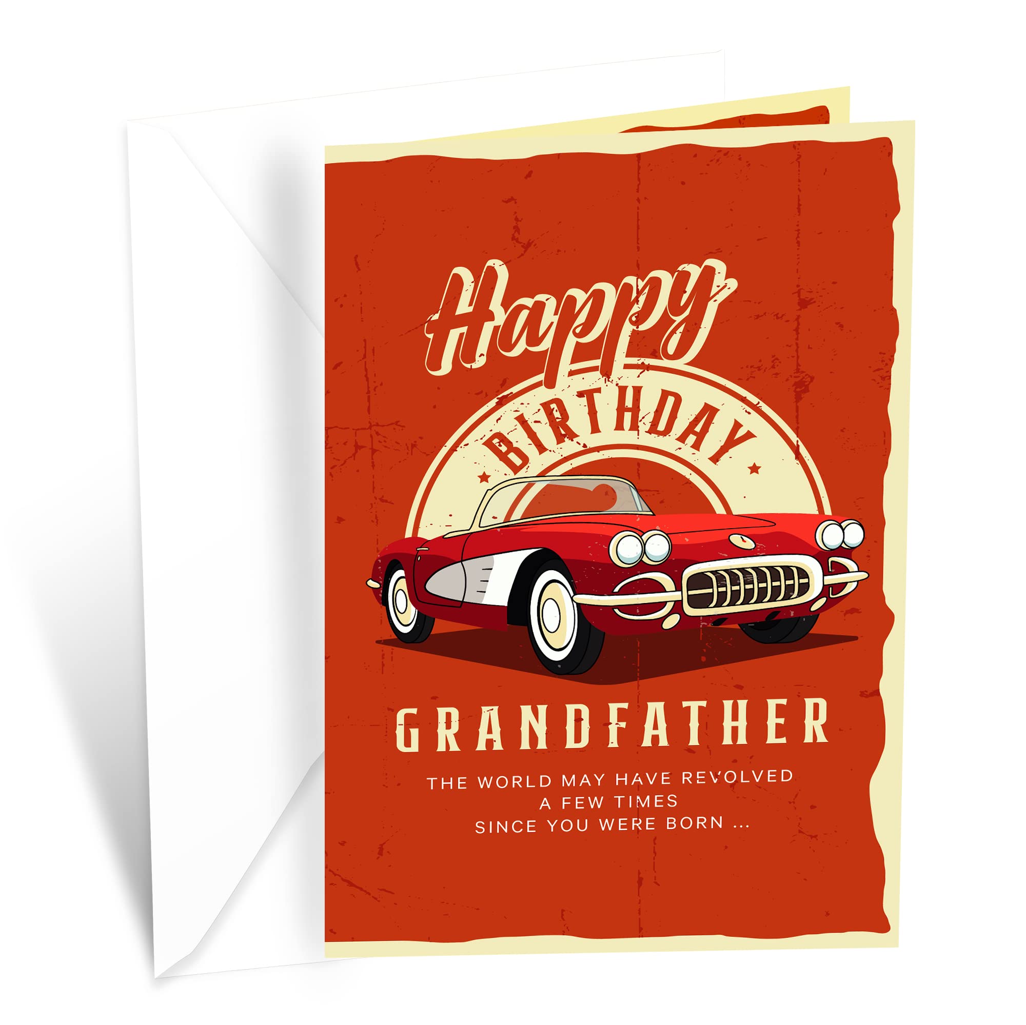 Prime Greetings Birthday Card For Grandpa (Grandfather), Made in America, Eco-Friendly, Thick Card Stock with Premium Envelope 5in x 7.75in, Packaged in Protective Mailer