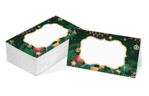 table place card, christmas themed tent style cards, pack of 25 half-fold reception place card, perfect for christmas party, birthday, wedding, bridal showers, banquet and special events a04