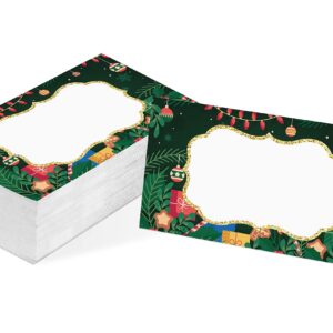 Table Place Card, Christmas Themed Tent Style Cards, Pack of 25 Half-Fold Reception Place Card, Perfect for Christmas Party, Birthday, Wedding, Bridal Showers, Banquet and Special Events A04