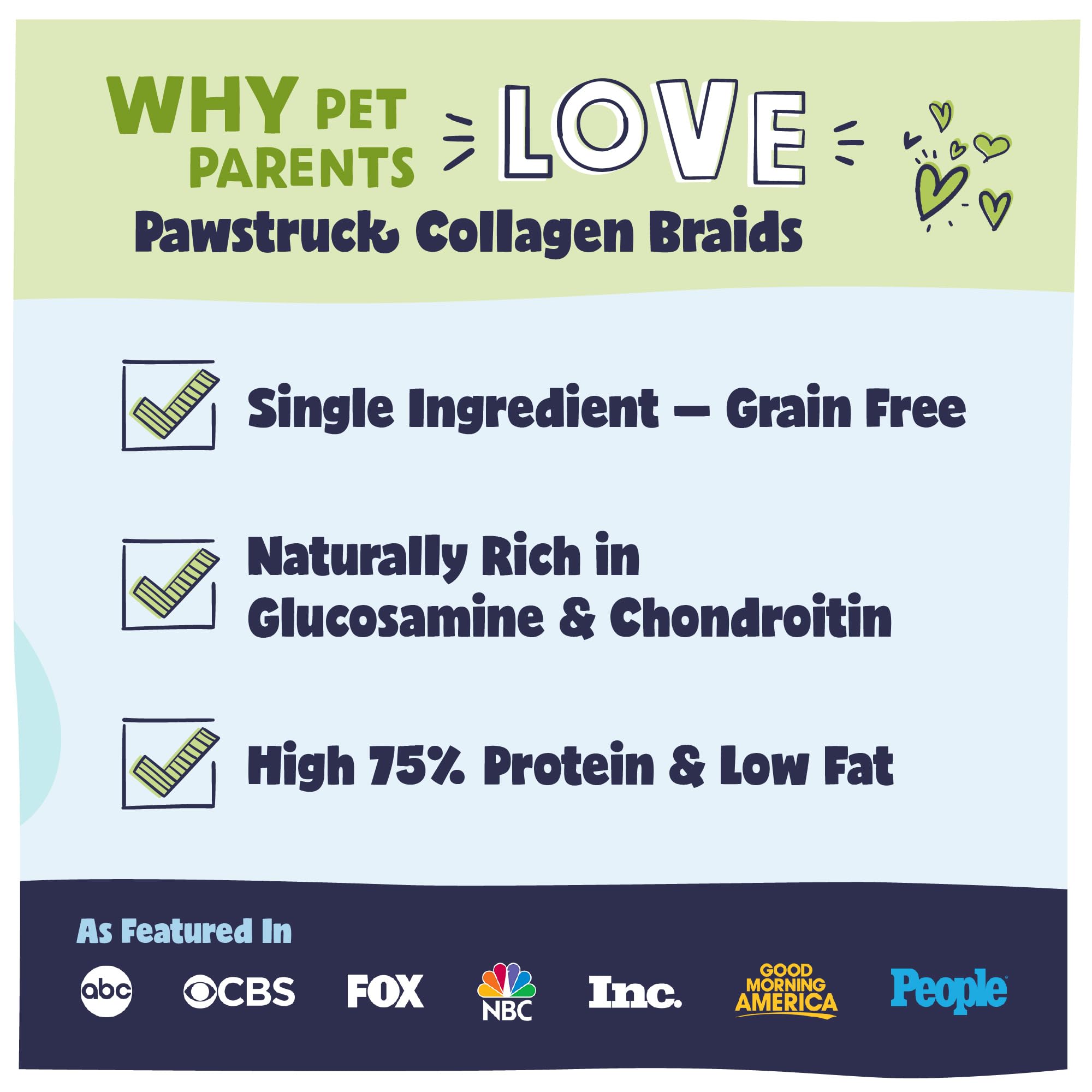 Pawstruck Natural Large 10-13” Beef Collagen Braids for Dogs - Healthy Long Lasting Alternative to Traditional Rawhide & Bully Sticks w/Chondroitin & Glucosamine - 3 Count - Packaging May Vary